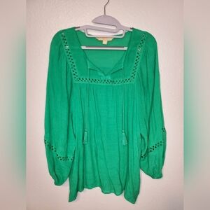 Elegant Green Long Sleeve Women's Top